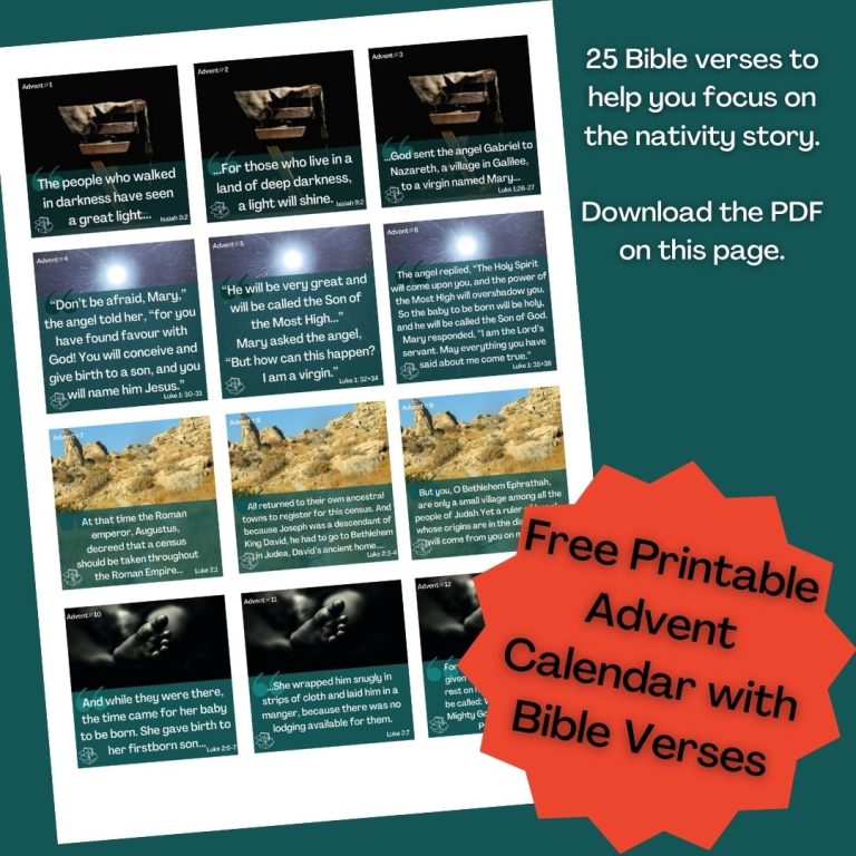 Free Advent Calendar with Bible Verses to Download and print PDF
